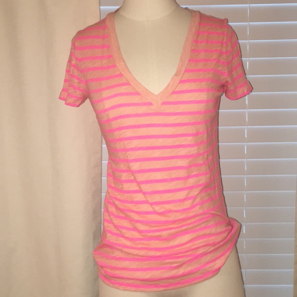 J.Crew Vintage V-Neck Cotton Tee Bold Stripe Sz XS - Picture 3 of 5